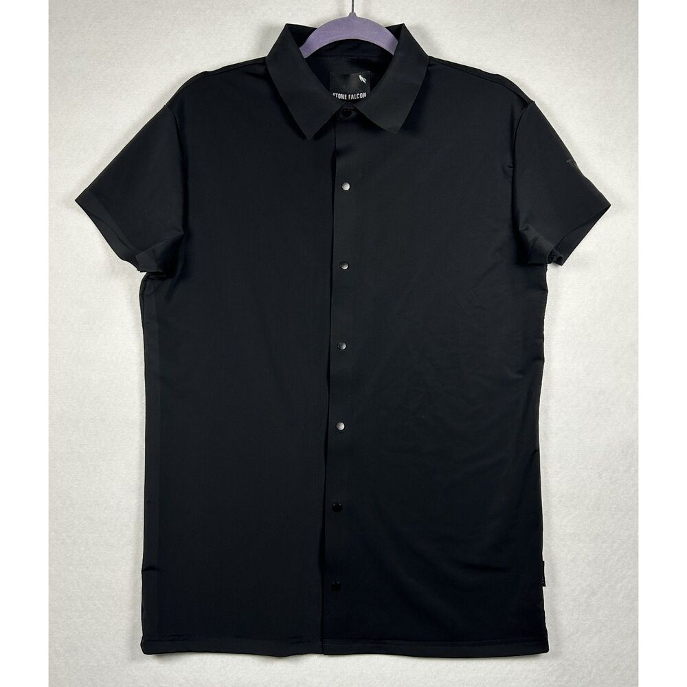 NWT Stone Falcon Men's Black Performance Stretch Snap-Front Shirt - Size S
